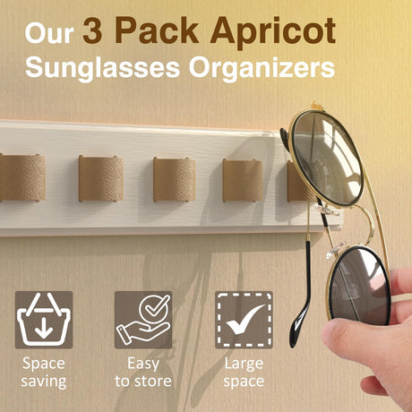 Durmmur 3 Pack Sunglass Organizer, Wall Mounted Sunglasses Organizer, Wooden Glasses Holder Sunglass Holder, Sunglasses Rack for Hanging Your Multiple Eyeglasses, for Wall, Home Decor(Cream) Durmmur