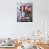 DIY Paint by Numbers Pink Flowers - Vintage Style Adults' Painting Kit on Canvas Tucocoo