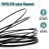 Nylon Filament 50g Black 1.75mm for 3D Printing Fit Most 3D Printer PA6 Filament yxpolyer