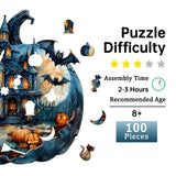 Jigfoxy Wooden Puzzles for Adults, Halloween Pumpkin Wood Puzzles Adult, Unique Animal Shape Wooden Jigsaw Puzzles for Adults, Birthday Gifts for Puzzle Lovers, Family (S-8.5 * 7.8in-100pcs) Jigfoxy