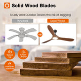 addlon Ceiling Fans with Lights, 60 Inch Indoor/Outdoor Ceiling Fan with Remote Control, Reversible, 3 Wood Blades, 6 Speeds, 3CCT Dimmable, Noiseless, Large Ceiling Fan for Patio, Gazebo, Farmhouse addlon