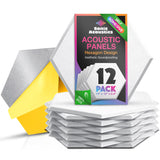 Sonic Acoustics Self-Adhesive 12 Pack Hexagon Acoustic Panels, 14" X 12" X 0.4" High Density Sound Absorbing Panels Sound Proof Insulation Beveled Edge Studio Treatment Tiles-White Sonic Acoustics