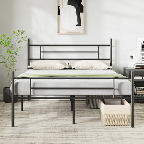 Novilla Metal Queen Bed Frame with Headboard and Footboard, 14 Inch Platform Bed Frame with Storage No Box Spring Needed, Strong Metal Slats Support Novilla