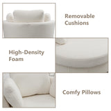 Chifee & Vingol 42.2" Oversized Swivel Accent Chair Round Barrel Chair,Sherpa,Ivory Chifee & Vingol