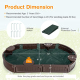 HONEY JOY Sandbox with Cover, 6FT Oval Sand Pit for Backyard, 4 Built-in Seating & Bottom Drainage Liner, All Weather Resistant Sand Boxes for Kids Outdoor with Lid HONEY JOY