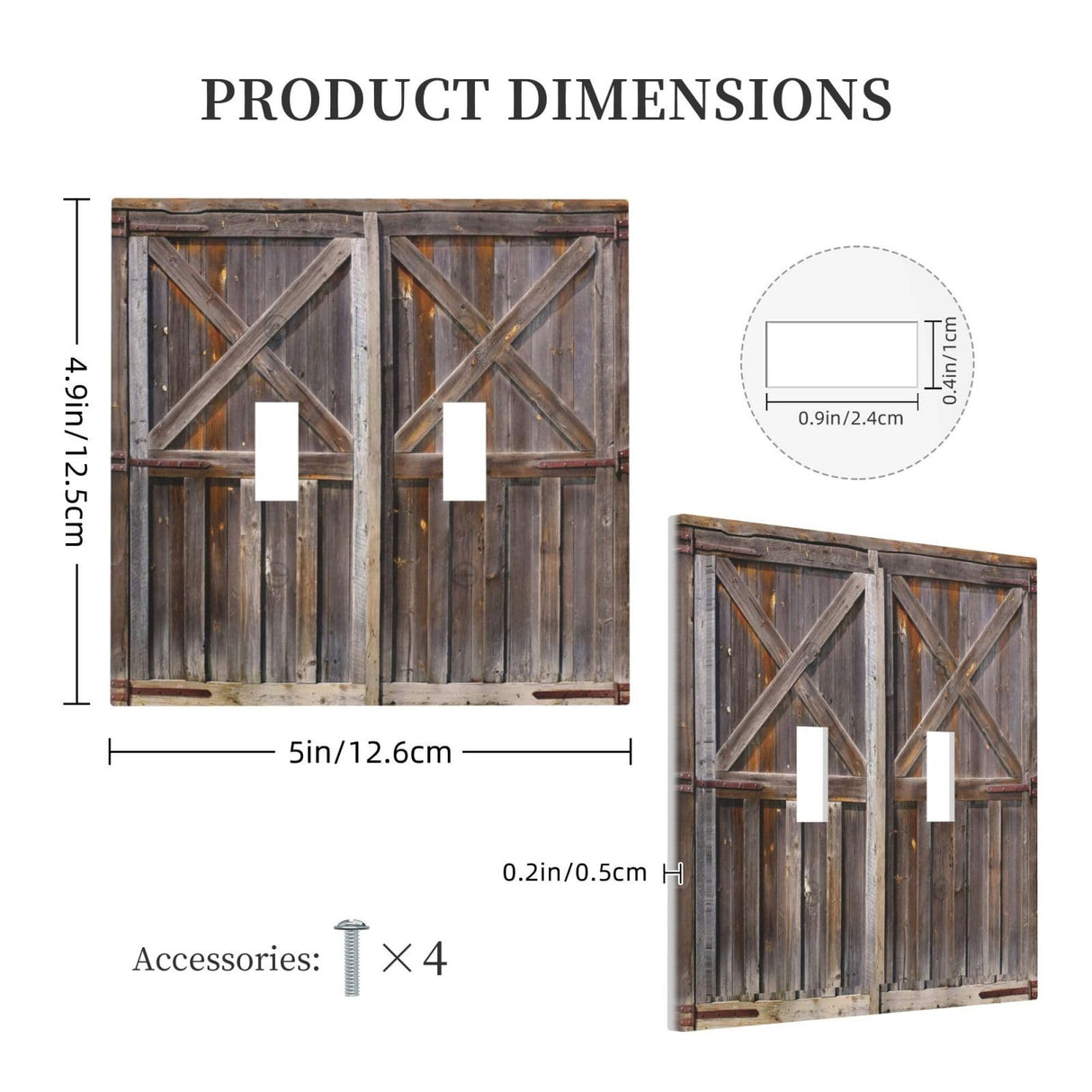 Yamxbfa Rustic Old Wooden Barn Door Village Board Double Toggle Light Switch Covers 2 Gang Wall Plate Dual Decorative Switchplate Electrical Faceplate for Farmhouse Bathroom Bedroom Kitchen Decor Yamxbfa