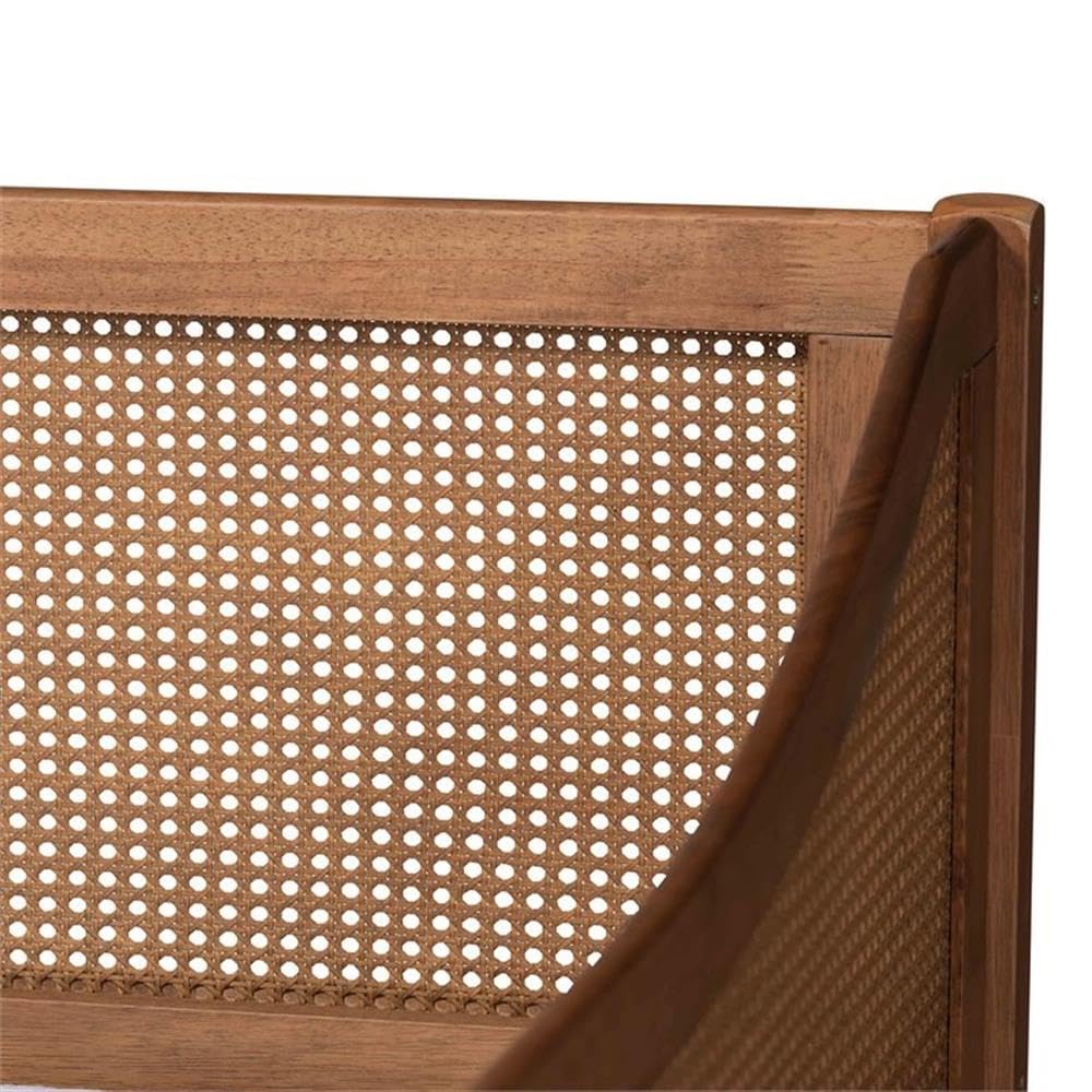 Baxton Studio Ogden Mid-Century Modern Walnut Brown Finished Wood and Synthetic Rattan Twin Size Daybed Baxton Studio