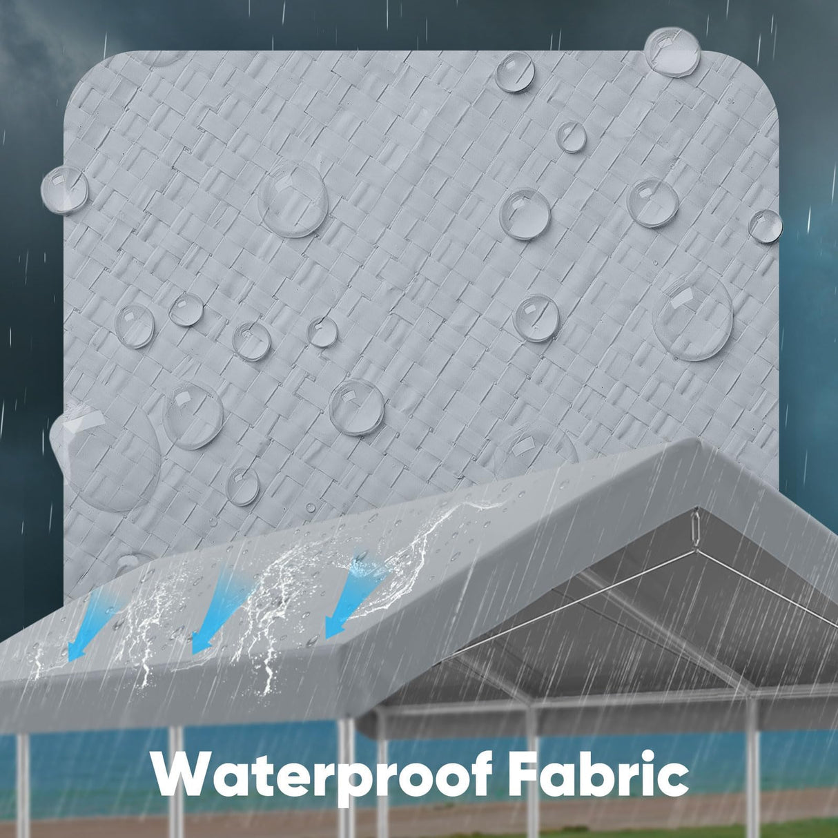 ADVANCE OUTDOOR Replacement Top Cover Tarp for 10x20 ft Carport Canopy with Ball Bungees, Gray, One Roof Only ADVANCE OUTDOOR