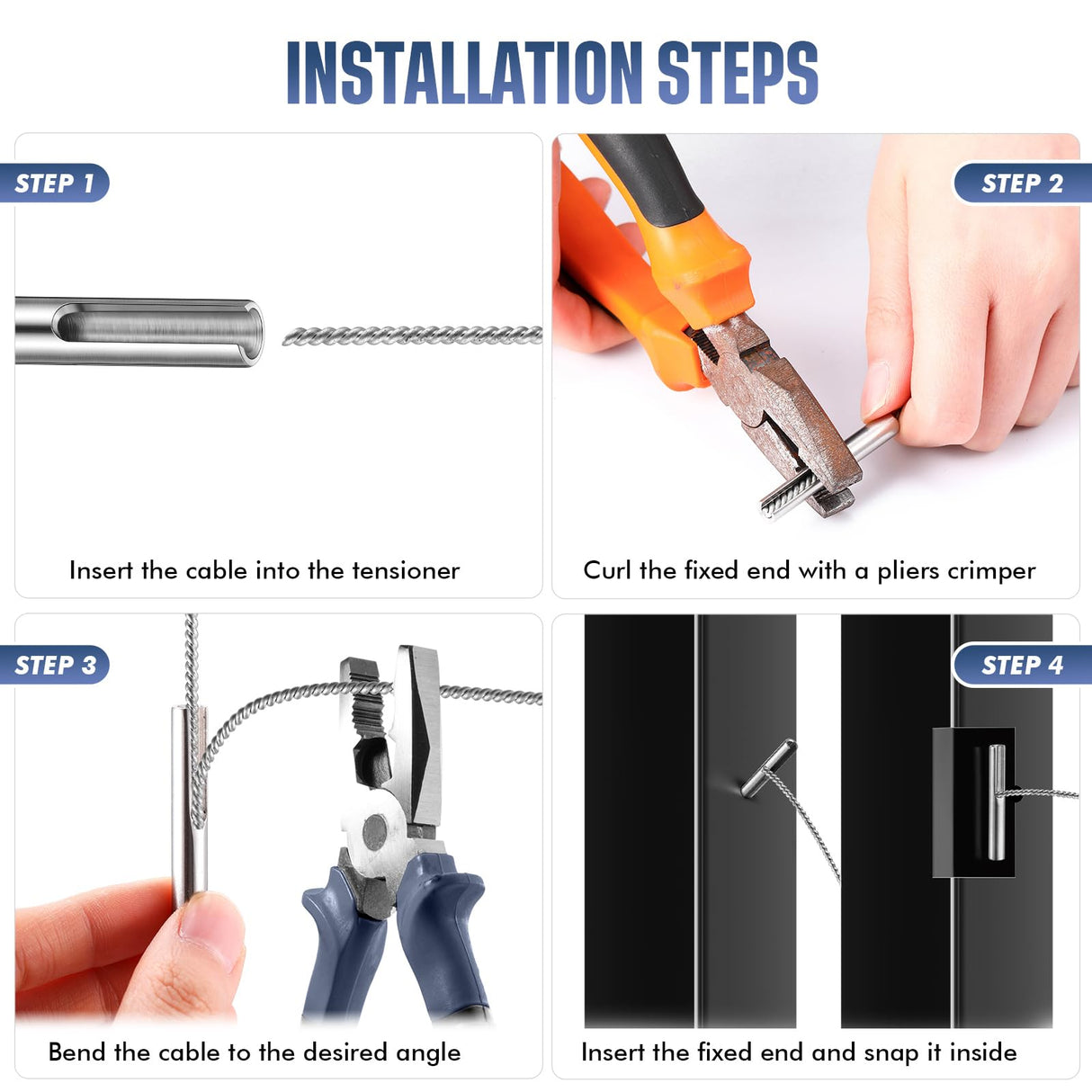 Yaocom 50 Pack 316 Stainless Steel 1/8" Invisible Cable Railing Kit Invisible Terminal Toggle Anchor Angle Stainless Steel Adjustable Cable Railing for Metal Railing Corner Post and Wall Post Yaocom