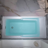 WOODBRIDGE 60" Acrylic Rectangular Alcove Soaking Bathtub in White with Right Drain, Brushed Nickel Pop-Up Drain Included BA6030R WOODBRIDGE