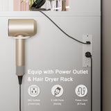 Einhomn Makeup Vanity Desk with Mirror & LED Lights, Large Glass Top Vanity Table with 7 Drawers & 3 Cabinets, Modern Dressing Table with Charging Station & RGB Lights for Bedroom, White Einhomn