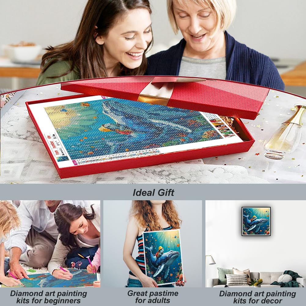 hill froeistung Sea Turtle Diamond Art Painting Kits for Adults,Whale Diamond Art for Beginners, 5D DIY Full Drill Round Gem Art Craft Home Wall Decor Gift 12x12 inch hill froeistung