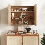 Giantex Medicine Cabinet, Bathroom Medicine Cabinet with Mirror, Reversible Double Door, 2 Adjustable Shelves, Bamboo Vanity Mirror Cabinet for Entryway, Living Room, Bathroom Wall Cabinet, Natural Giantex