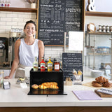 DECOCIAGA Bread Box for Kitchen Countertop, Large Capacity Bread Storage Container for Homemade Bread, Wooden Bread Holder Bread Bin for Kitchen Counter Corner, Cabinet, Pantry, Cupboard (Black) DECOCIAGA