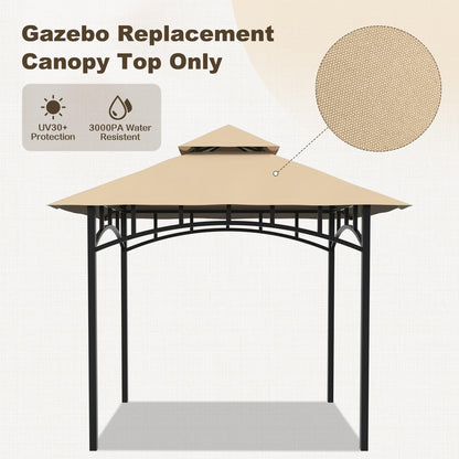 Grill Gazebo Canopy Replacement Cover, 5'x8' Double Tiered BBQ Roof Top, BBQ Gazebo Cover Grill Shelter for Garden Patio Yard Outdoor (Khaki) - WoodArtSupply