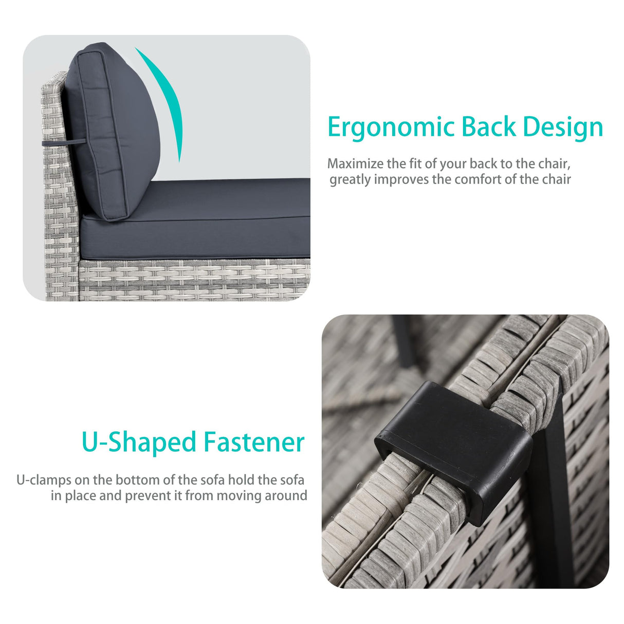 Muphyers 6-Piece Outdoor Patio Furniture Set Wicker Sectional Sofa Set, Patio Conversation Set with Thickened Cushions & Coffee Table for Garden, Backyard, Poolside, Dark Grey Muphyers