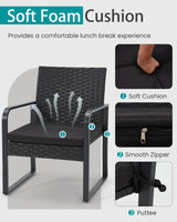 Bezseller 3 Piece Outdoor Patio Furniture Set, Patio Bistro Set Wicker Conversation Set, Modern Rattan Chair with Glass Coffee Table for Backyard, Porches, Poolside, Lawn and Balcony Bezseller