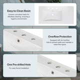 Harper & Bright Designs 36" Bathroom Vanity with Sink, Free Standing Single Basin Vanity Set with Two Doors and 5 Drawers, Solid Wood Bathroom Cabinet with Ceramic Basin for Bathroom, White Harper & Bright Designs