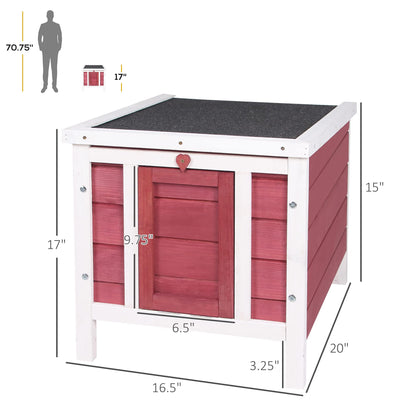 PawHut Small Wooden Rabbit Hutch Bunny Cage Guinea Pig Cage Duck House Dog House with Openable & Waterproof Roof, Red - WoodArtSupply