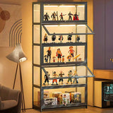 5-Tier Display Cabinet with Acrylic Doors, 67.5" Transparent Curio Display Case for Figures, Collectibles Toy Organizers Rack & Display Shelf, Kids Bookcase for Home, Office, Playroom, Living Room IHGSSKD