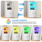 Bigbiglife 71" Corner Bar Cabinet with Power Outlet, Home Bar with LED Light and Glass Holder, Liquor Cabinet Bar Unit with Drawer for Home, Corner Display Cabinet for Living Room, Dining Room Bigbiglife