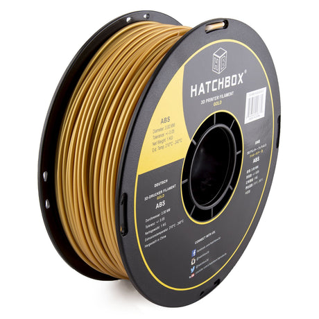 HATCHBOX ABS 3D Printer Filament, Dimensional Accuracy +/- 0.05 mm, 1 kg Spool, 3.00 mm, Gold HATCHBOX