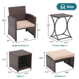 OC Orange-Casual 6 Piece Patio Wicker Furniture Set, Balcony All Weather Rattan Chair, with Space Saving Ottoman, Resin Nesting Coffee Table, Modern Design, Beige OC Orange-Casual