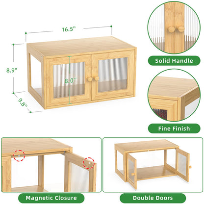 BAMBANG Bamboo Bread Box for Kitchen Counter, Bread Bin Farmhouse Bread Box with 2 Doors, Wooden Breadbox Bread Storage Container Holder for Homemade Bread, Natural - WoodArtSupply