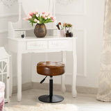 LUE BONA Adjustable Swivel Vanity Chair, Brown Faux Leather Stool for Makeup Room, Small for Bathroom, Living Room LUE BONA