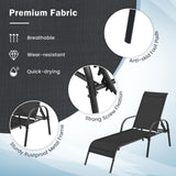 Giantex Patio Lounge Chair, Outdoor Chaise Lounge with 5 Adjustable Backrest, Sturdy Steel Frame, Sunbathing Recliner, Beach Chair, Tanning Chair for Outside, Yard, Balcony, Pool Chairs, Black Giantex