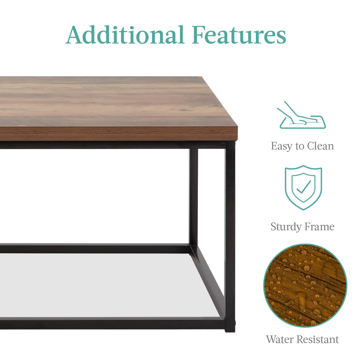 Best Choice Products 44in Modern Industrial Style Rectangular Wood Grain Top Coffee Table, Rustic Accent Furniture for Living Room w/Metal Frame, 1.25in Thick Butcher Block Tabletop - Brown Best Choice Products
