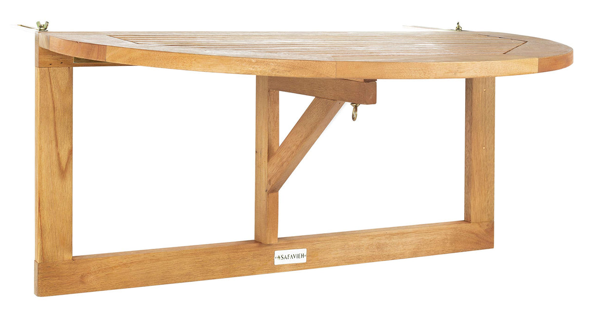 Safavieh PAT7045A Outdoor Collection Owens Natural teak wood Balcony Hanging Half Table SAFAVIEH