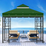 Morikoro 10x10 Canopy Replacement Top Canopy Cover Replacement 10x10 FT Double Tiered Gazebo Covers for Yard Patio Garden Canopy Sunshade (Green with lace) Morikoro