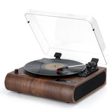 Retrospiler Record Player, 3 Speed Bluetooth Turntable with Built-in Speakers, FM Radio, Vinyl-MP3 Encoding, USB & SD Playback, LED Screen, Wooden Retro LP Player Retrospiler