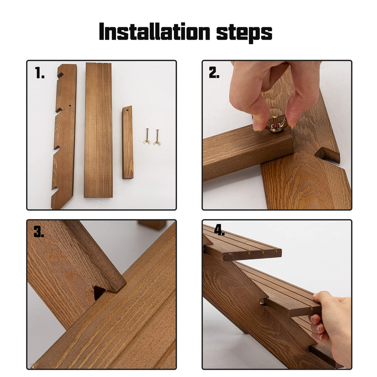 TOUNALKER 2 Packs Wood Display Stand, 4-Step Tiered Upgraded Wooden Retail Rustic Risers Display Shelf Organizer, Tabletop Vendor Display Shelves Rack for Collectibles Pop Figures Perfumes Desserts TOUNALKER