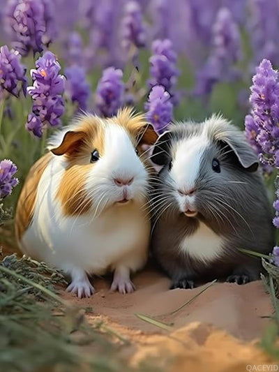 QACEYID Diamond Painting Kits for Adult Cartoon Animal Guinea Pigs in Field Watercolor Diamond Art DIY 5D Full Round Drill Crystal Rhinestone Arts and Crafts for Home Decor Wall Decor 12x16 inch