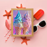 PUAGEMTI 5D Melting Ice Cream Diamond Painting Kits Food for Adults, Full Round Diamond Art Craft, Personalized Wall Decoration, Gift for Any Occasion 12x16 inch PUAGEMTI