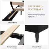 SHA CERLIN King Size Platfrom Bed Frame with Adjustable Headboard/Velvet Upholstered Diamond Button Tufted and Metal Studs/No Box Spring Needed/Easy Assembly/Wooden Slat Support/Black SHA CERLIN