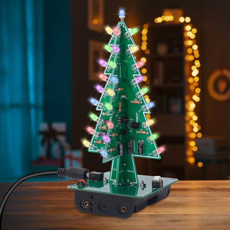 IS Christmas Tree Soldering Project, Icstation 3D Xmas Tree Soldering Kit with LED Flashing Lights Soldering Practice 7 Colors DIY Electronic Assemble Kit for Learning Teaching STEM Educational IS