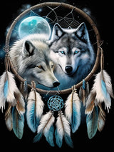 Pavemlo 5D Diamond Art Kits for Adults Dreamcatcher Wolf, Full Drill Diamond Art Animals Pictures Paint with Diamonds, DIY Cross Stitch Jewel Art Rhinestone Craft for Home Wall Decor 12x16 in Pavemlo