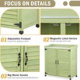 FTCBNet Outdoor Potting Bench with Metal Work Top,Waterproof Garden Storage Cabinet,Wooden Tool Station Shed for Backyard,Patio,Lawn Gardening FTCBNet