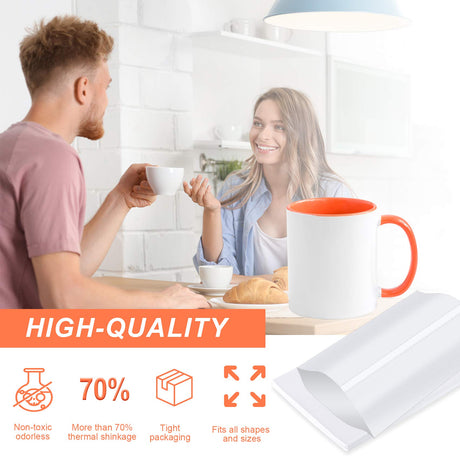 8x12 Inch Sublimation Shrink Wrap Sleeves, 60 Pcs White Sublimation Shrink Wrap for Tumblers, Mugs, Cups and More rebucas