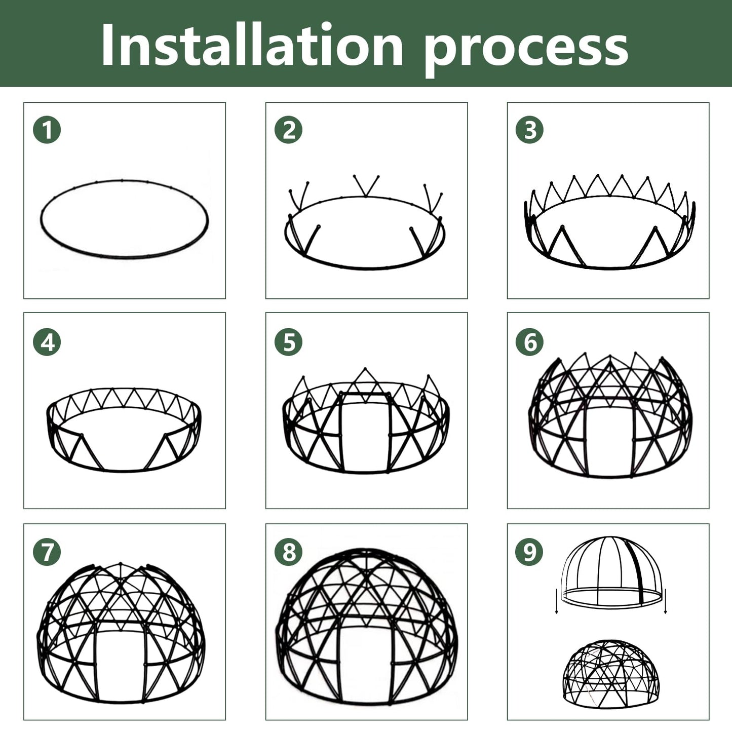 Gaonala Garden Dome Igloo, 12 * 7.2 ft PVC Dome Tents with 2 * 10m Light Strings, Weatherproof Greenhouse Garden Bubble Tent, Transparent Igloo Dome House for Outdoor, Party, Backyard