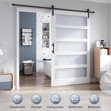ROYMELO 48x84 Inch Glass Sliding Barn Door Slab and 8ft Hardware Kit Included, 5 Frosted Glass, LVL Wood Panel Covered with White Water-Proof Scratch-Proof PVC Surface, Simple DIY Assembly ROYMELO