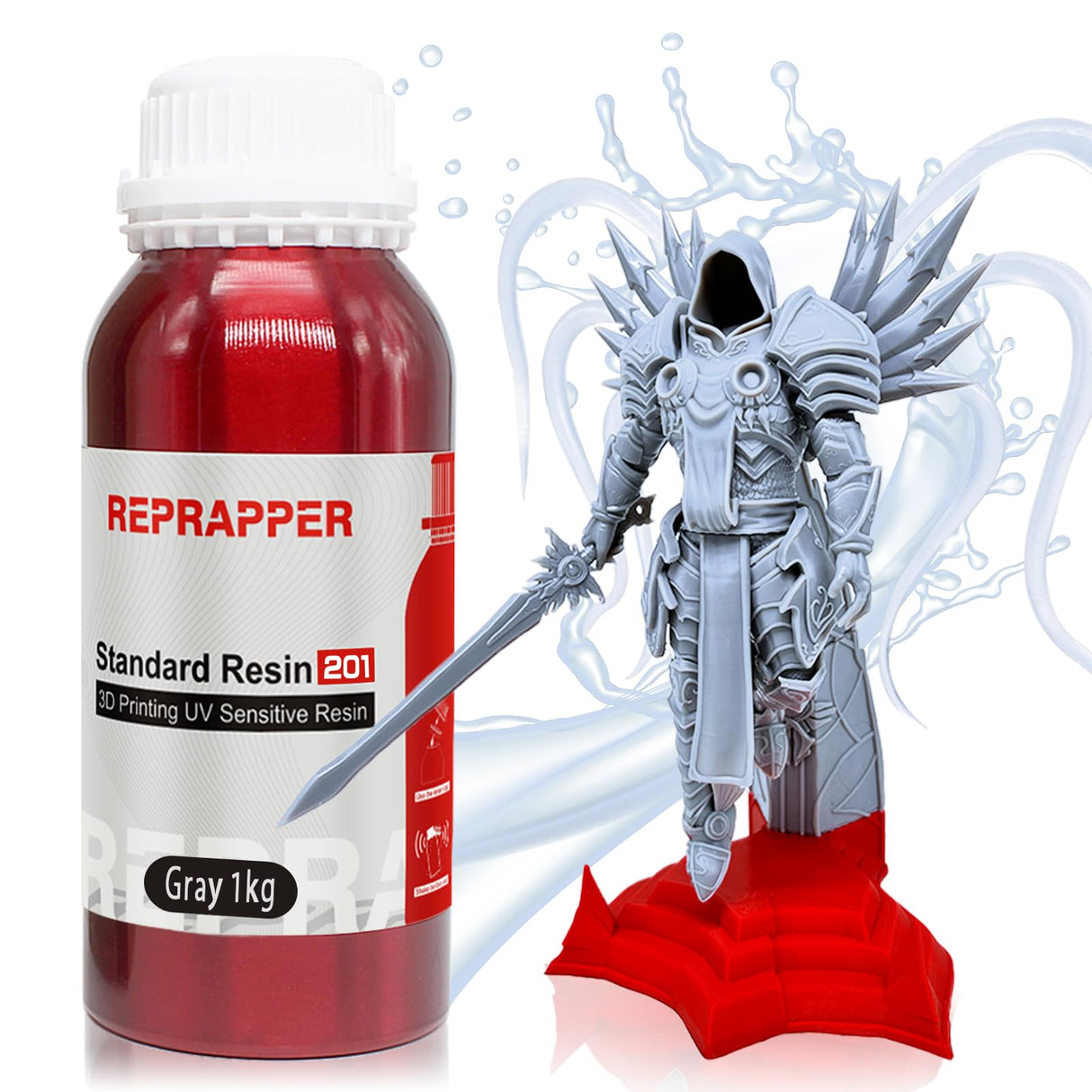 RepRapper Gray 3D Printer Resin, 405nm Fast UV-Curing 1kg Standard Resin, 3D Printing Resin Photopolymer Resin for LCD Printer, Grey 1000g RepRapper