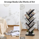 ruboka 8 Tier Tree Bookshelf,8 Shelf Floor Standing Bookcase Display for CDs/Magazine/Books, Retro Bookshelf for Bedroom, Living Room, Office,Balcony,Book Organizer Storage Shelves ruboka