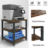 Natwind 3-Tier Laser Printer Cart,19.7''x19.7''x22.6'' Large Machine Stand,Heavy Duty Rolling Table with Storage,Floor-Standing Rack on Wheels,Paper File Organizer Shelf for Home Office (Retro) Natwind