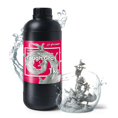 phrozen 3D Printer Water-Washable Rapid Resin [Tough Gray], 405nm LCD UV-Curing Photopolymer Resin, Strong Impact Resistance, High Flexibility, Low Odor, Non-Brittle, Easy to Clean and Cure (1KG)