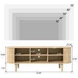 NVETHM TV Stand, Modern TV Console Table with Storage Compartment and Sliding Door, Gaming Entertainment Center with Cabinet for Living Room, Bedroom, Office (Natural) NVETHM