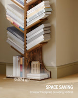 Hzuaneri Tree Bookshelf, 11 Tier Narrow Bookcase, Display Shelf, Book Organizer, Small Floor Standing Book Shelf for Bedroom, Living Room, Home Office, Rustic Brown BC01601X Hzuaneri